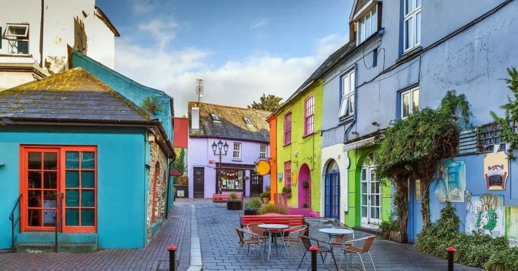 A colorful street in Kinsale, County Cork, Ireland.
