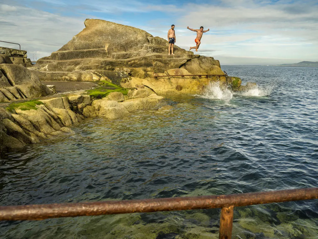 Swimming at the Forty Foot in Dublin, Ireland
