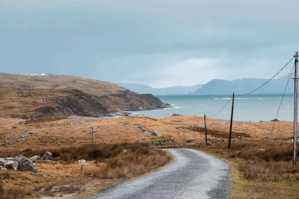 View of Clare Island, County Mayo, Ireland on a rainy day.