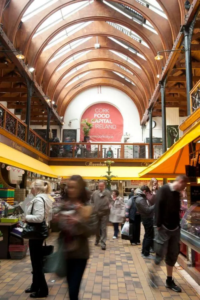 View of the the indoor English Market in Cork City, Ireland.
