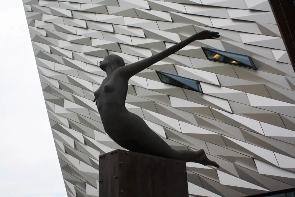 The Titanica Sculpture outside the Titanic Belfast, Northern Ireland.