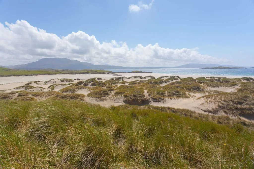 The dunes of Silver Strand beach in County Mayo, Ireland.