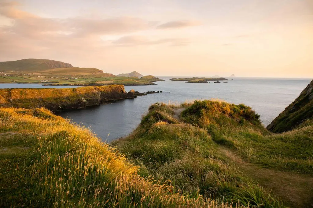 Bray Head, Valentia Island, County Kerry, Ireland at sunset.