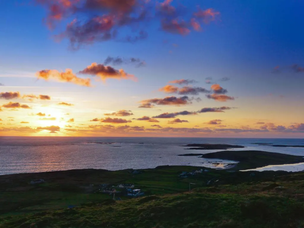 Western sunset along the Sky Road in Connemara, County Galway