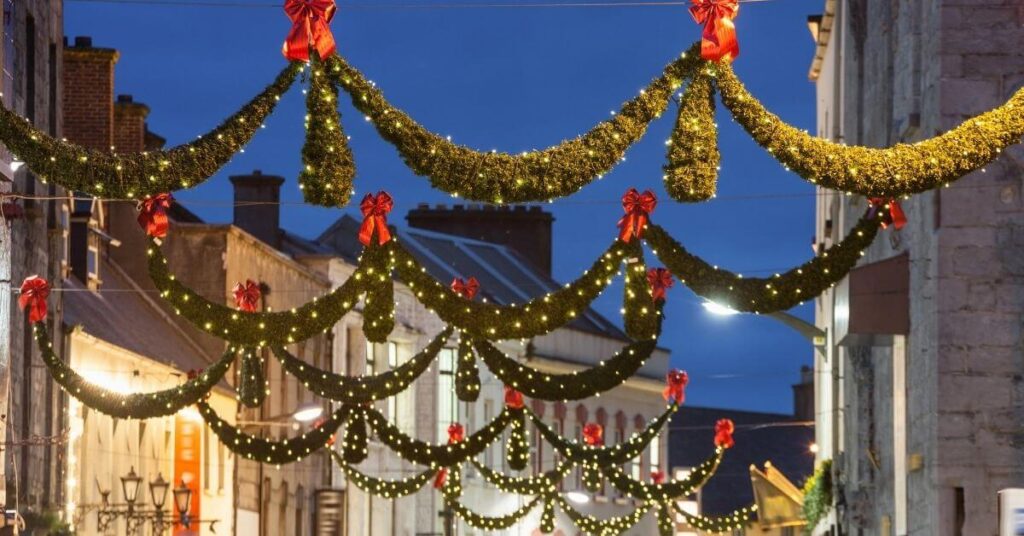Christmas decorations on Shop Street, Galway City, Ireland. 