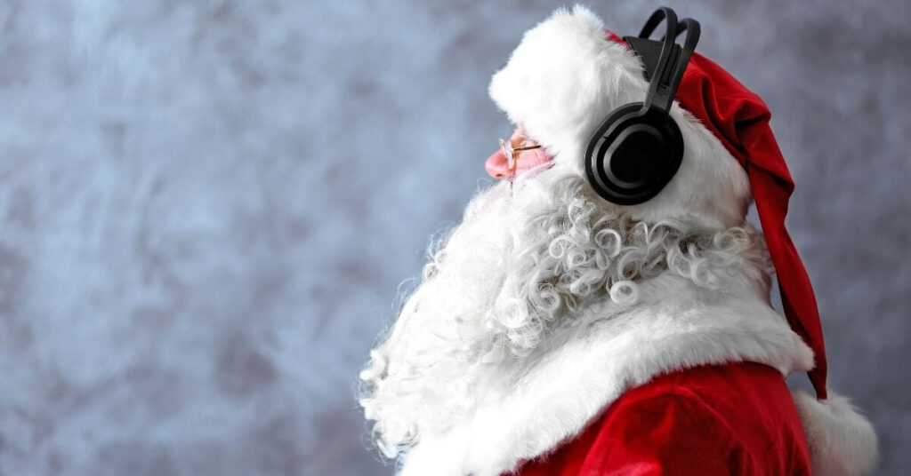 Santa with headphones