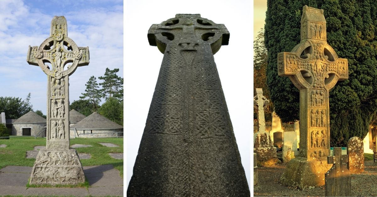 Keltische Kreuze haben einen Kreis um den Schnittpunkt des Kreuzes und sind meist kunstvoll in Stein gemeißelt. 