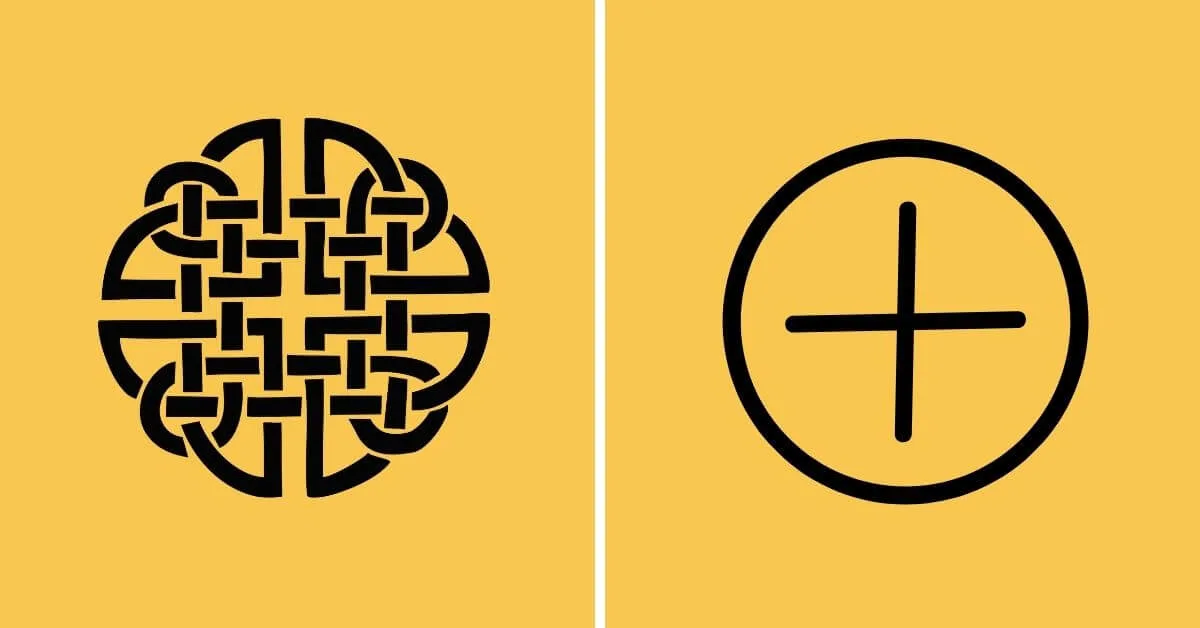 The Dara knot (left) is associated with strength and the Aim (right) frequently represents inner strength. 