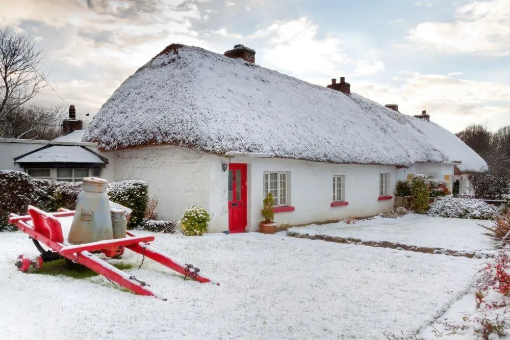 A cottage in Adare, County Limerick in snow. 