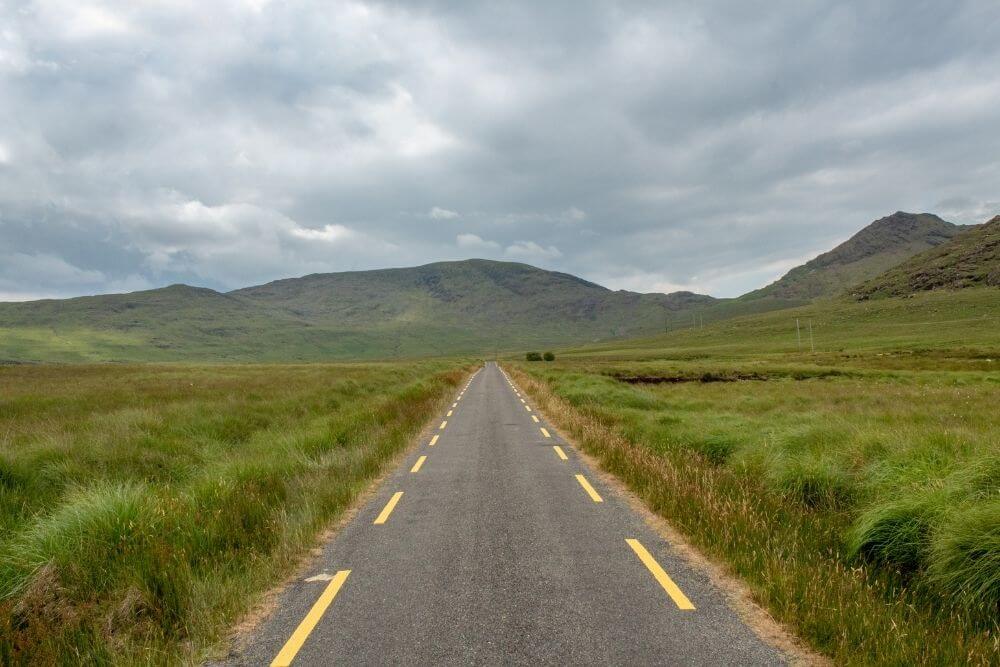 The remote Ballaghisheen Pass is a quiet, scenic alternative route through the interior of the Iveragh Peninsula.