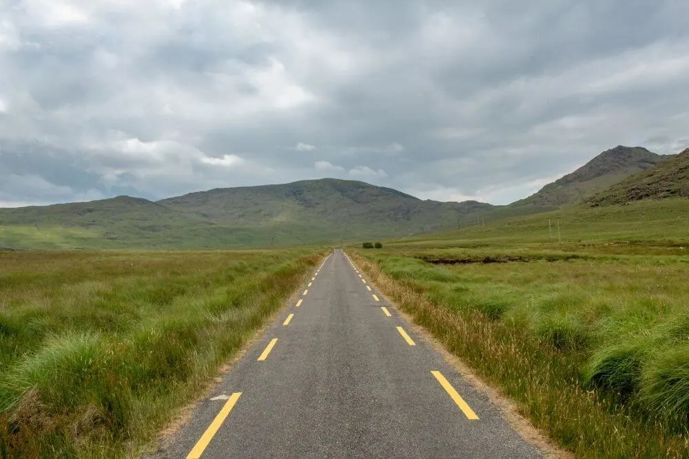 The remote Ballaghisheen Pass is a quiet, scenic alternative route through the interior of the Iveragh Peninsula.