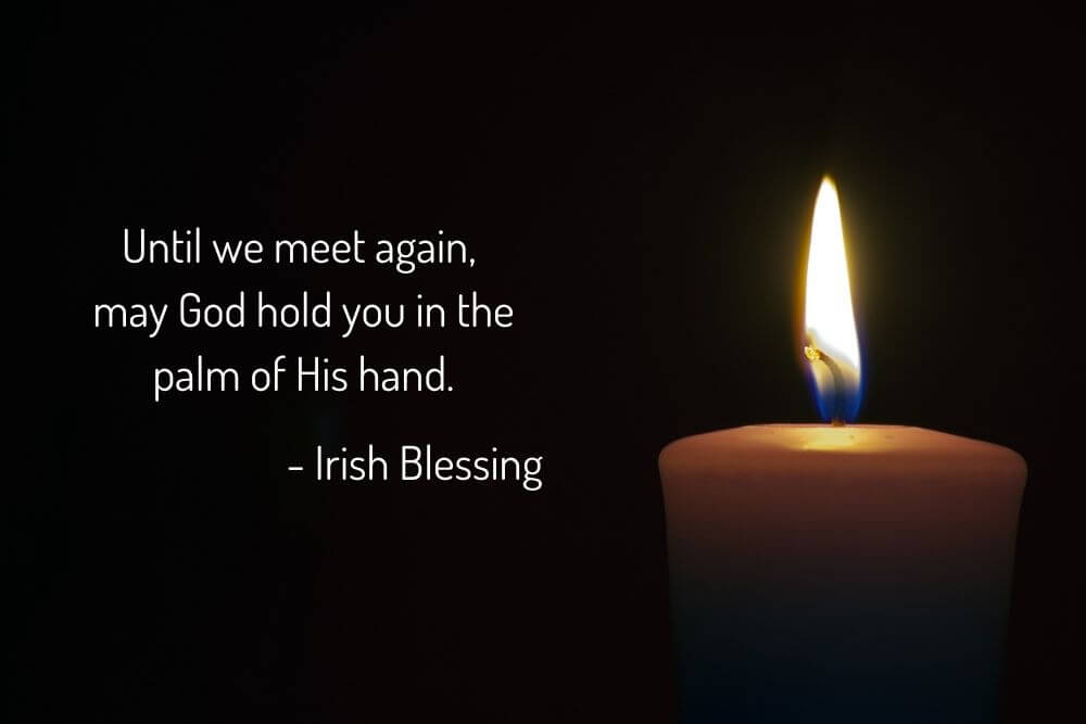 A candles with an Irish Blessing