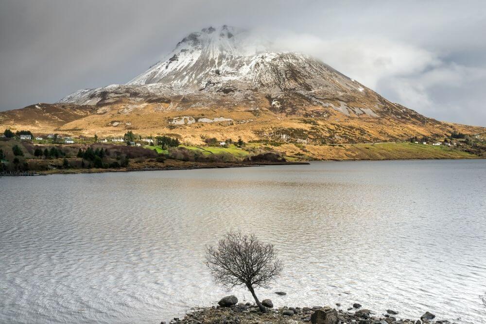 A snow capped Mount Errigal, County Donegal. 