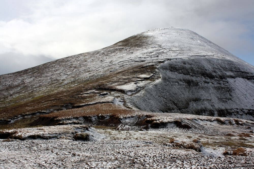 Der Gipfel des Galtymore, County Tipperary im Winter. 
