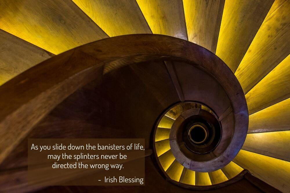 Spiral staircase with a blessing