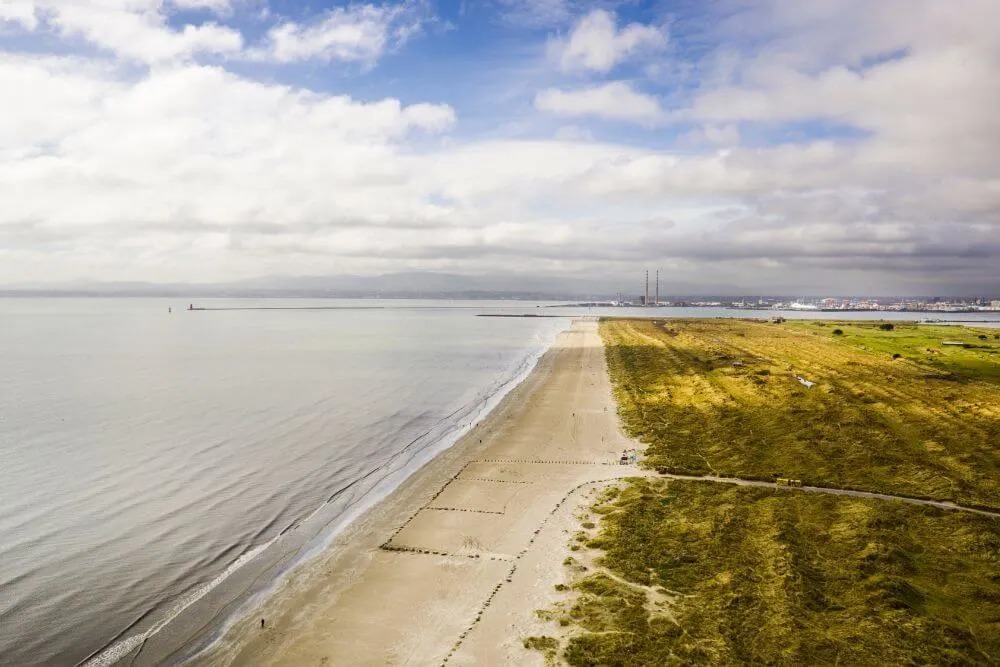 Aerial view of the North Bull Island and Dublin Bay