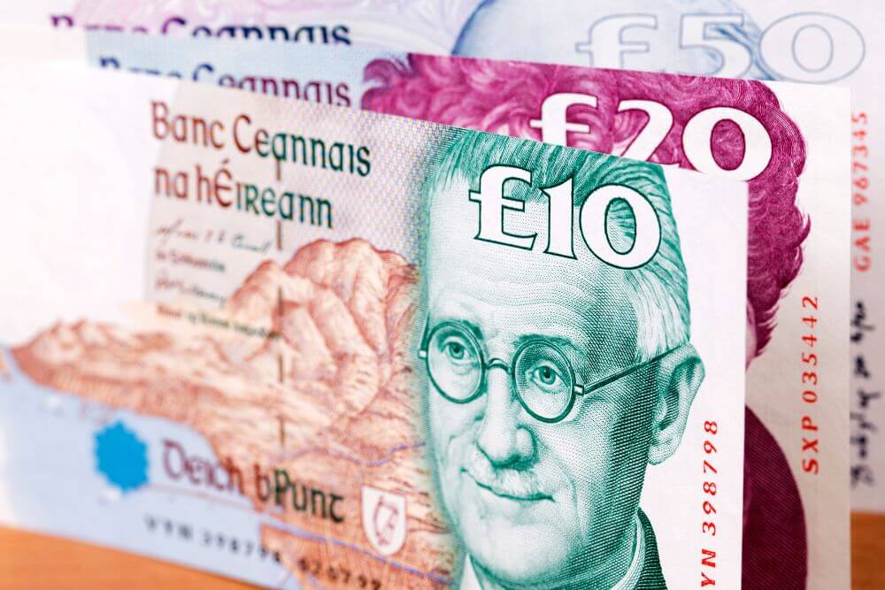 10 irische Pfund mit James Joyce als Abbildung