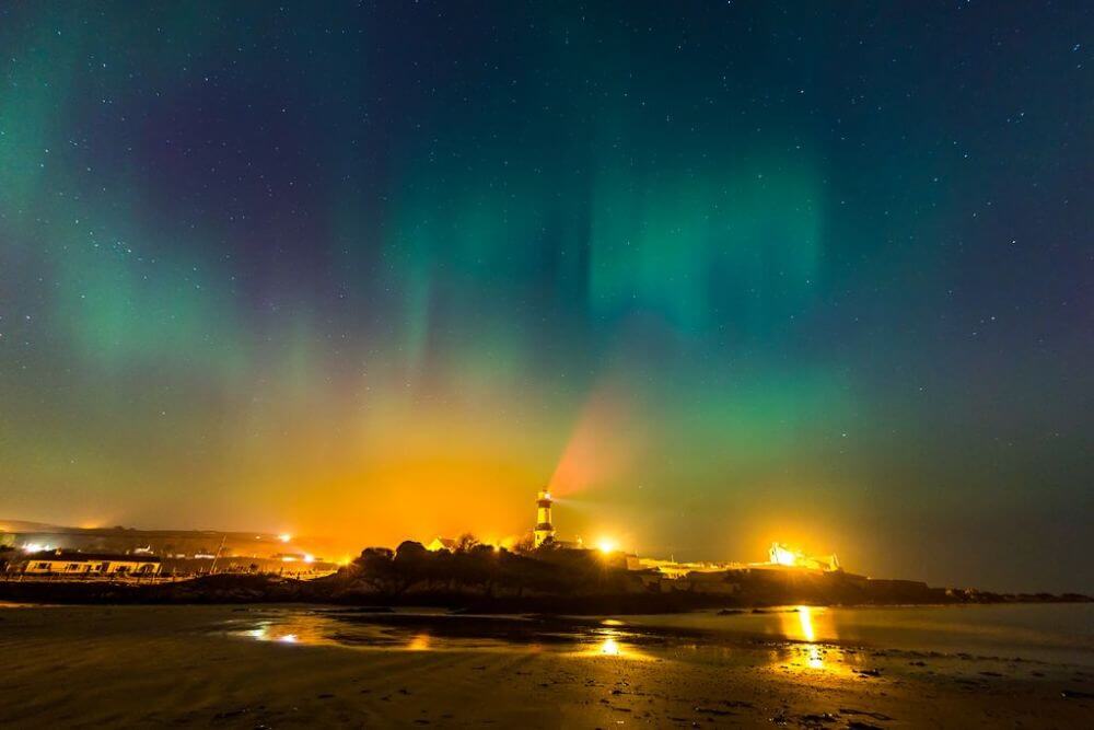 Northern Lights over Shrove Lighthouse, Greencastle, County Donegal.