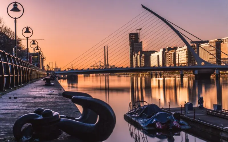 Samuel Beckett Bridge in Dublin, which is shaped like a harp.