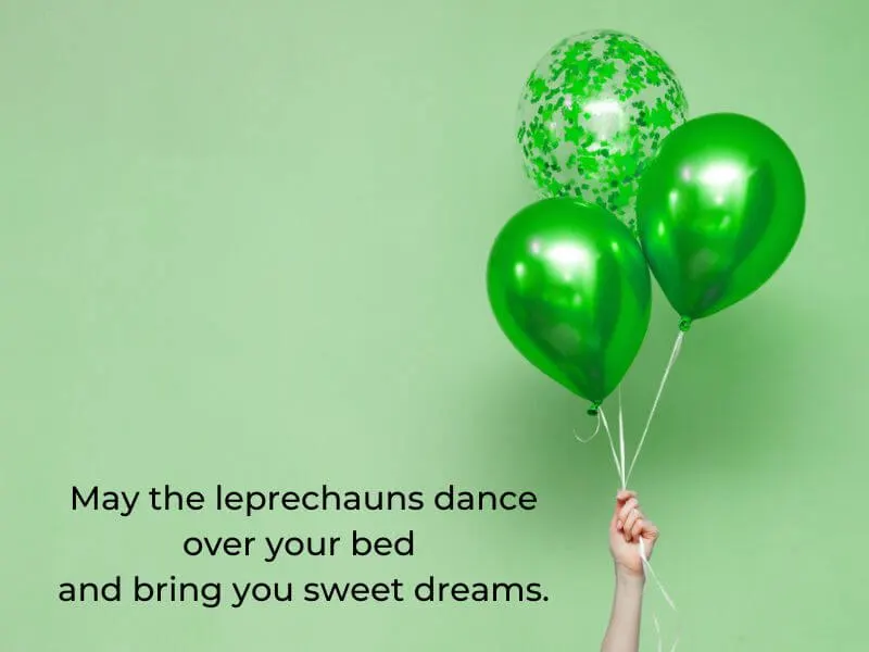 Green balloons for Saint Patrick's Day with blessing.