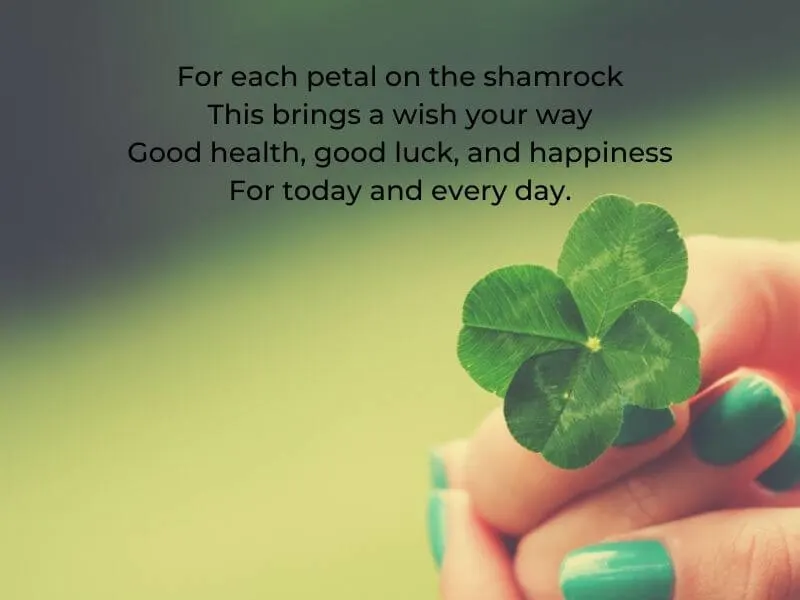 An Irish blessing with an image of a shamrock. 