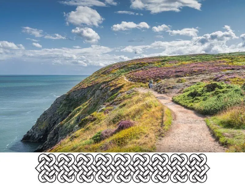 Celtic band design with coastal path in Ireland.