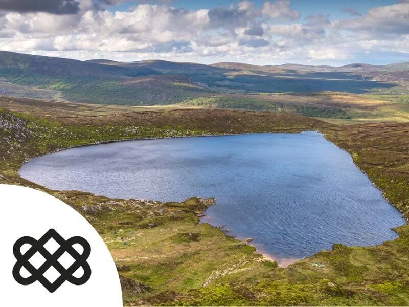 Celtic Love Knot against Ouler Lake, Wicklow, Ireland