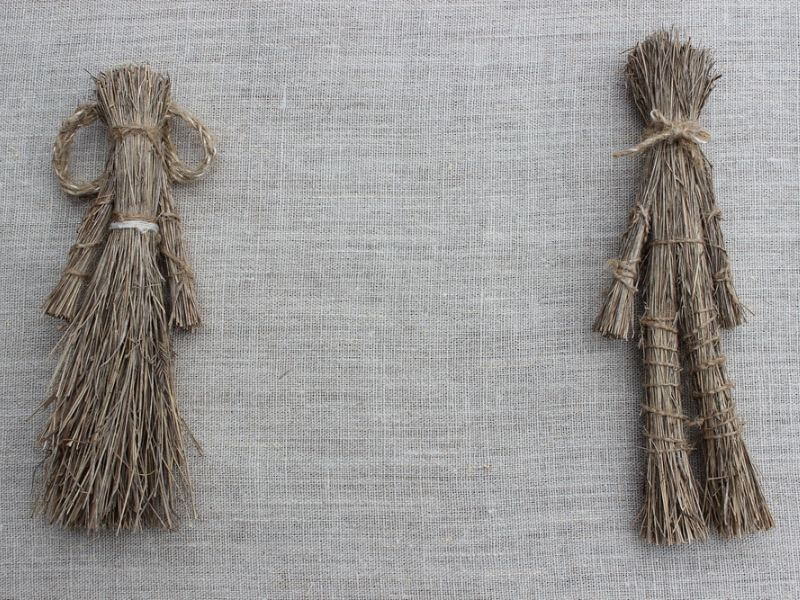 Handmade grass dolls. 