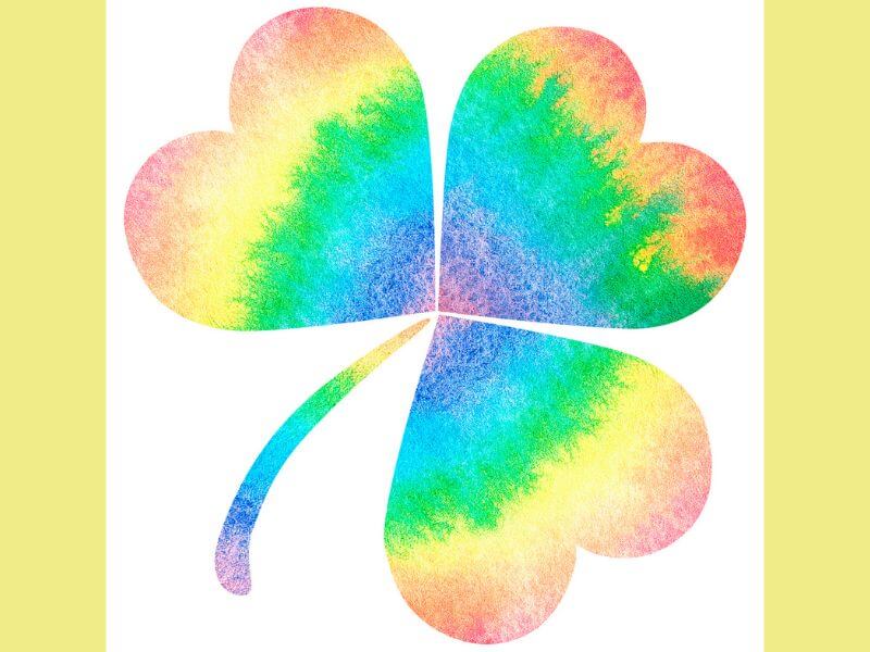 Colorful watercolor three leafed clover. 