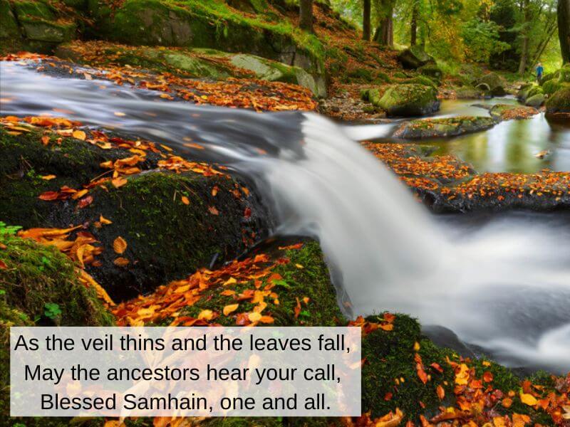 A Samhain Blessing with autumnal leaves. 