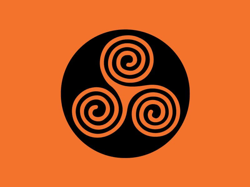 Eine keltische Triskele-Spirale in einem Kreis. 