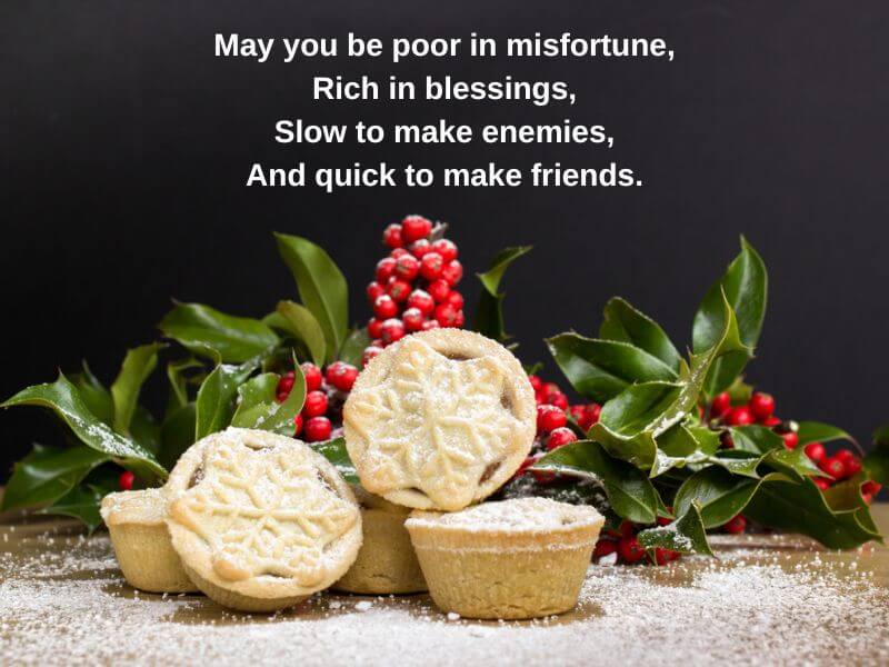 Mince pies and holly with irish blessing