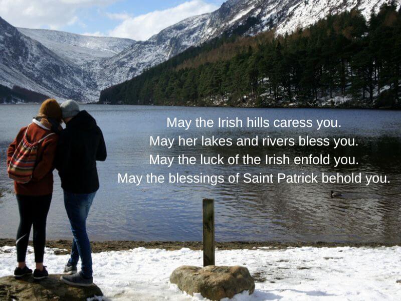 Two friends at Glendalough in County Wicklow with Saint Patrick's Behold.