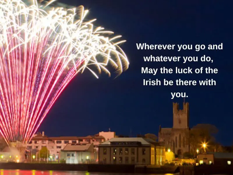 Fireworks in Limerick with an Irish text.