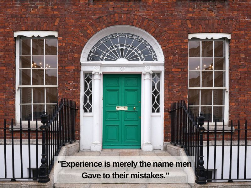 Old Georgian door in Dublin with quote.