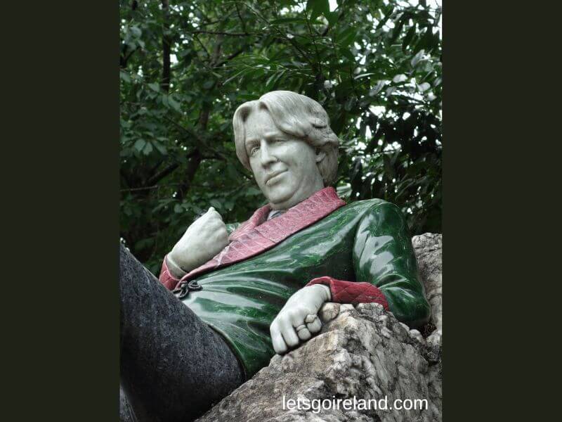 The reclining sculpture of Oscar Wilde in Merrion Square in Dublin. 