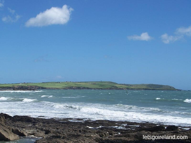 The view of the Old Head of Kinsale from Garretstown Beach. 